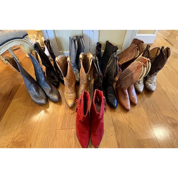 Arizona Jean Company Red Suede Leather Western Cowboy Pointed Toe Boots 7M - Picture 14 of 14